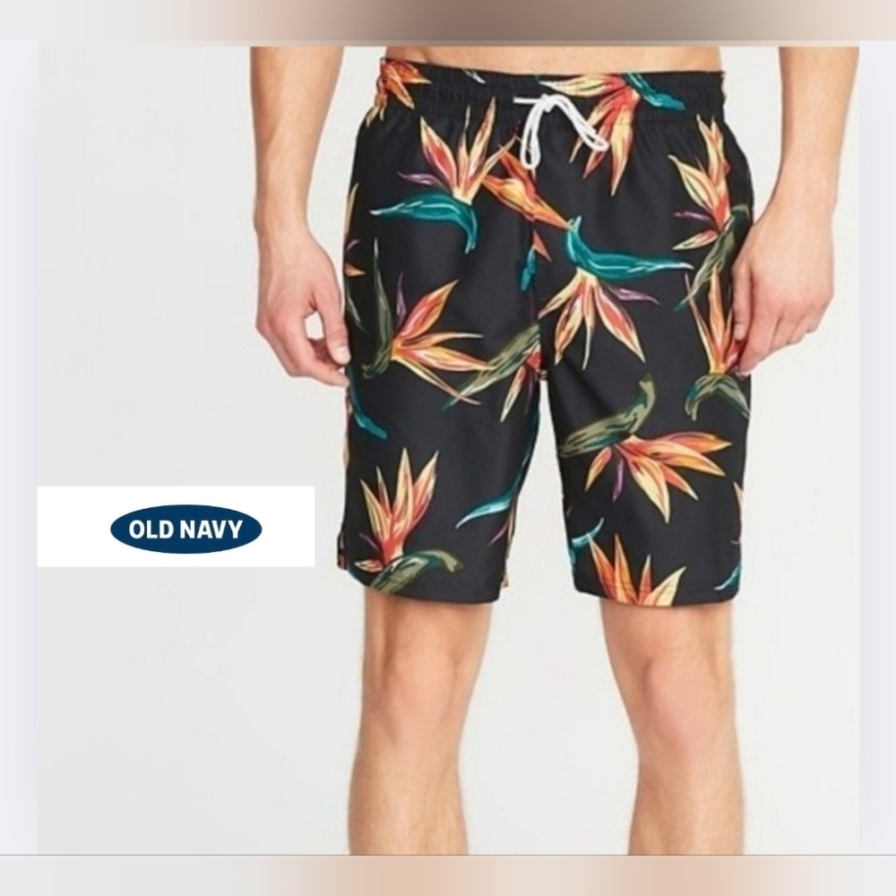 NWT- Old Navy Men's Tropical Print Swimming Trunks SIZE XL